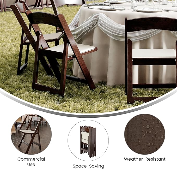Flash Furniture Hercules Commercial Indoor/Outdoor Folding Event Chair, Wood ...