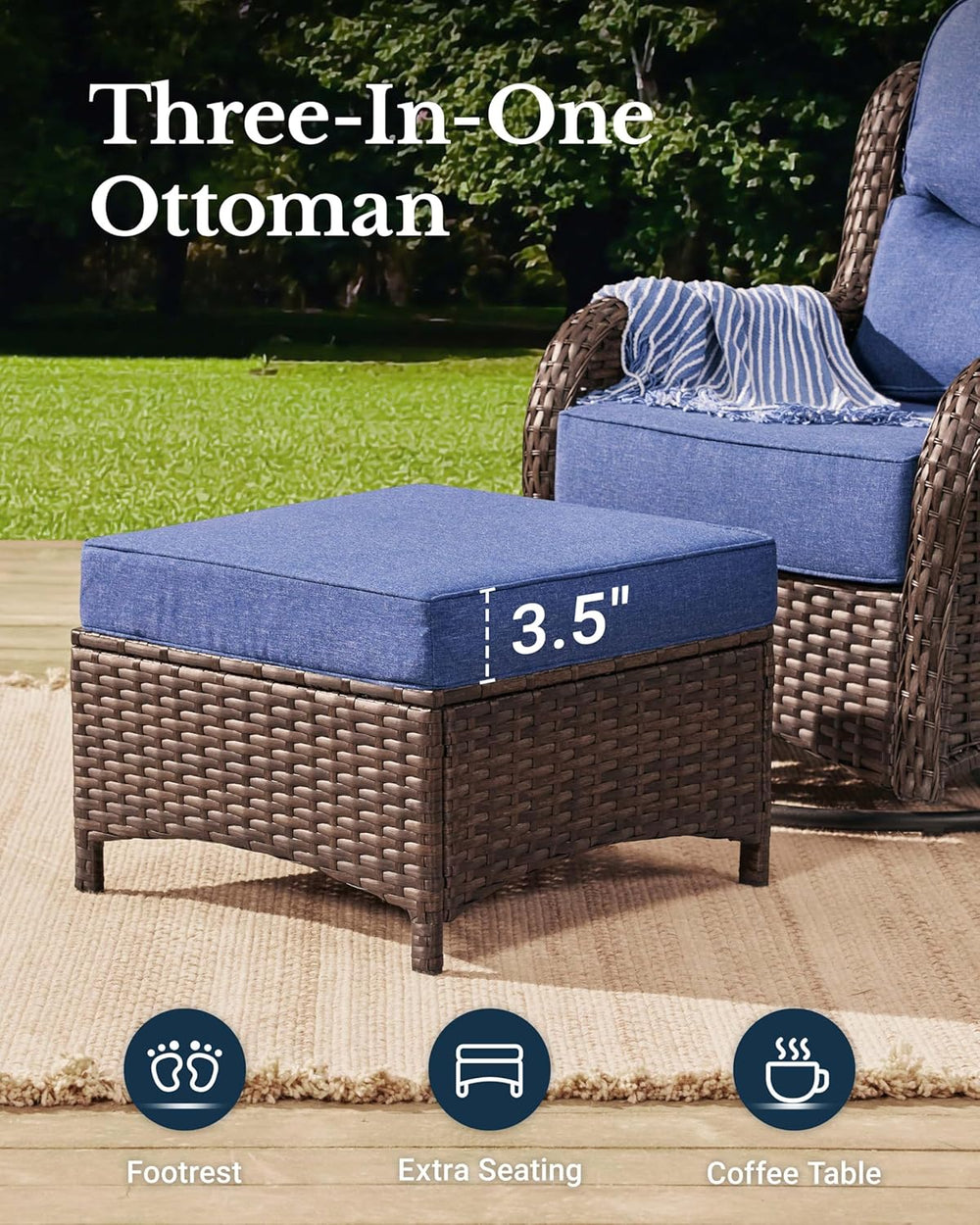 HILLGA Luxury Outdoor Patio Furniture Set with 6-Inch Thick Cushions