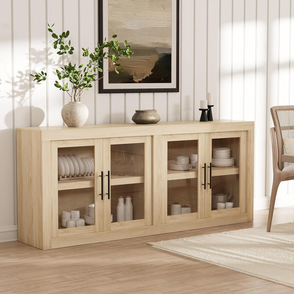GarveeHome 70.8 in Sideboard Buffet Cabinet with Storage, Mid Century Modern ...