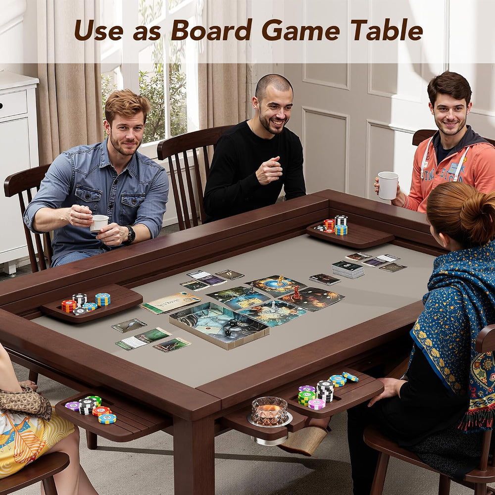 Convertible Board Game Table for 4-6 Players, Spacious Gaming Space w/Clean-E...