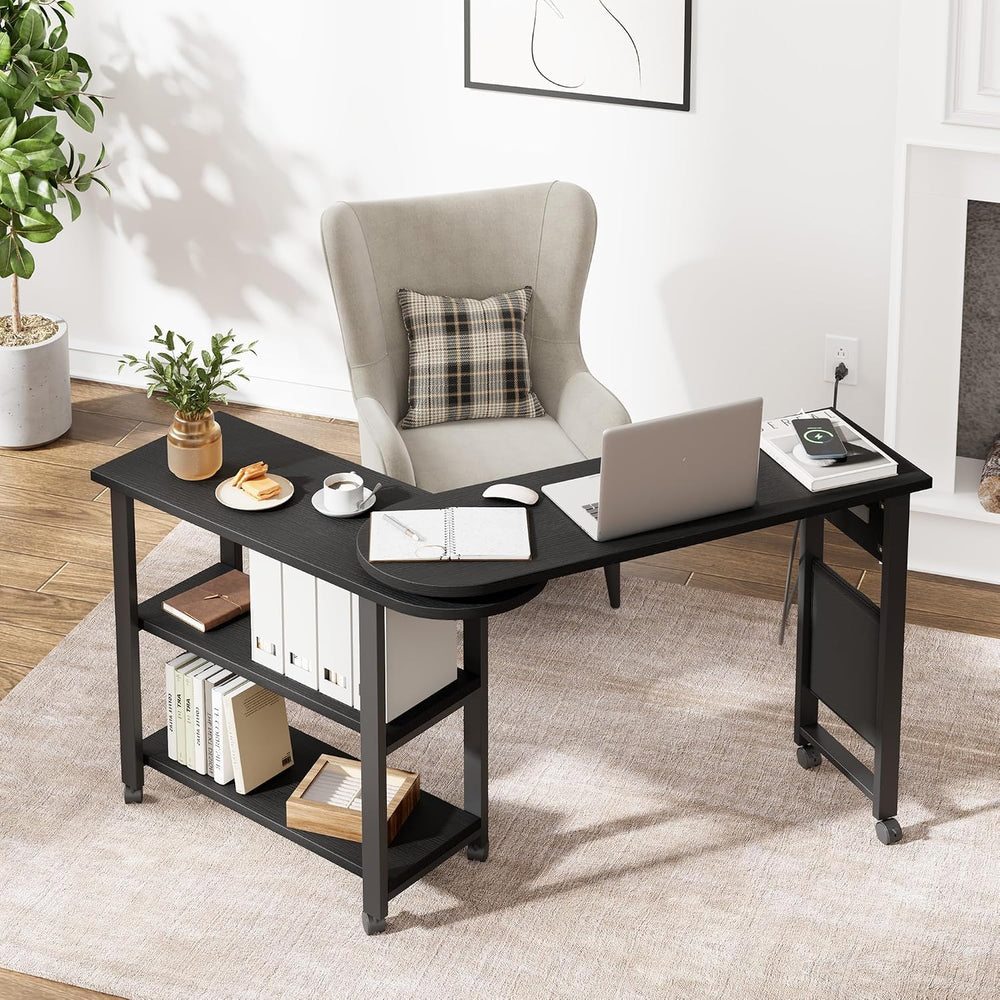 Towallmark 360° Free Rotating Sofa Side Table, End Table with Charging Statio...