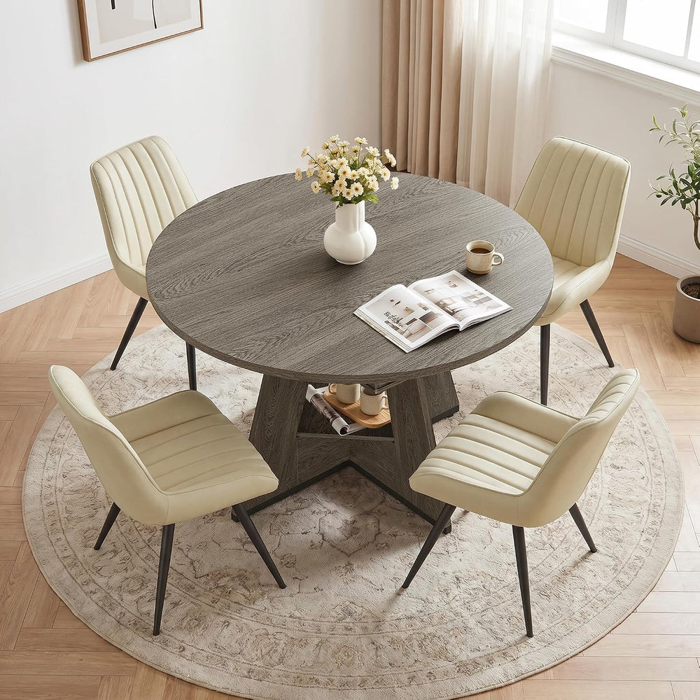 Miereirl Extendable Dining Table Set for 4-6, 47.24"-63" Round to O...