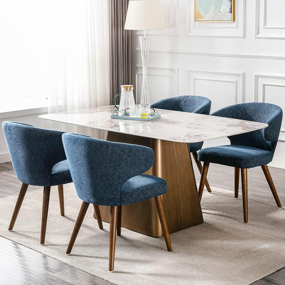 HNY Mid Century Modern Dining Chairs Set of 4, Upholstered Curved Wingback Ac...