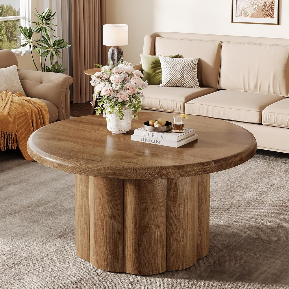 Tribesigns 31.5" Round Coffee Table for Living Room, Farmhouse Circle Ce...