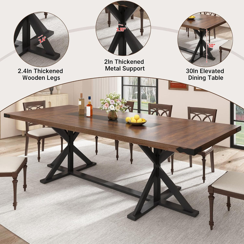 Hlivelood Dining Table for 8 10 People,Rectangular Kitchen Farmhouse Table W/...