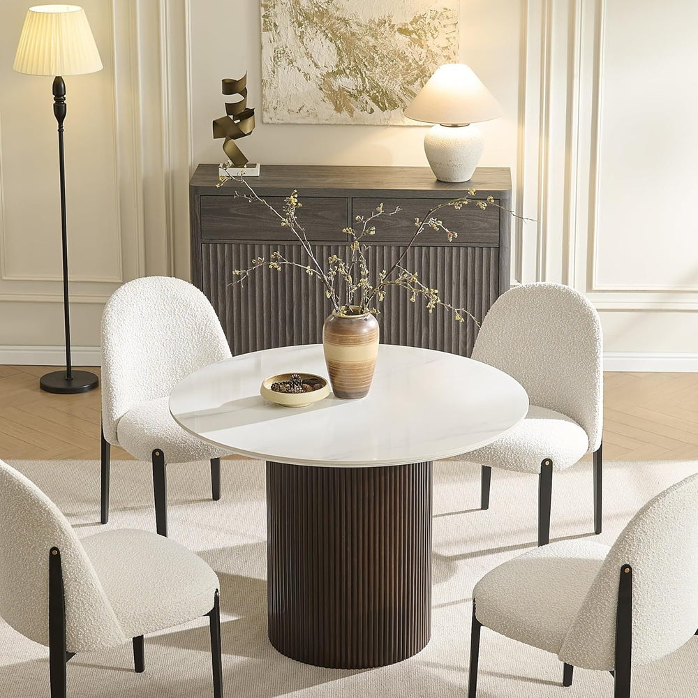 Morden Fort 42 Inch Round Dining Table for 4, Modern Marble Dining Table with...