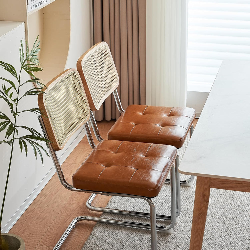 Cantilever Dining Chair, Single Modern Armless Chair with Chrome Steel Frame,...
