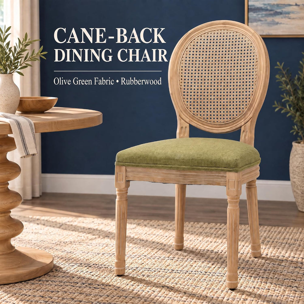OVENTA Vintage French Country Dining Chairs Set of 6, Rattan Dining Chairs wi...