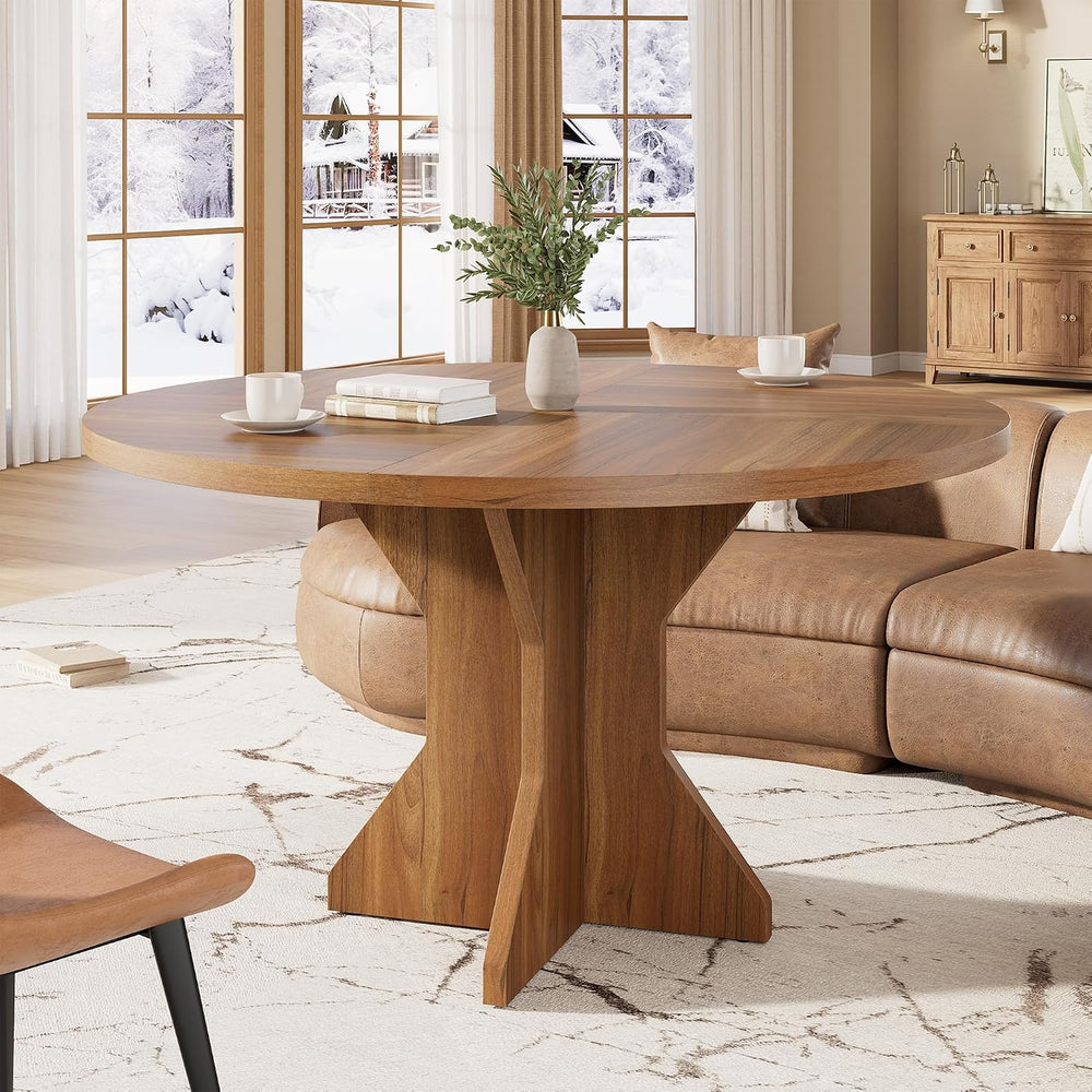 Garvee Round Dining Table for 4-6 People - 47" Circle Kitchen Dinner Tab...