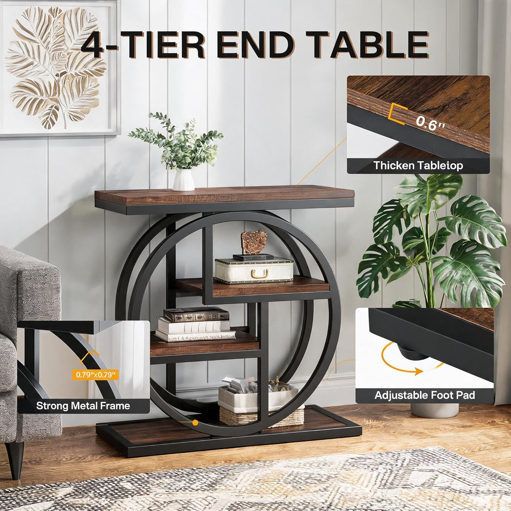Tribesigns End Table for Living Room, Wooden Narrow Side Table with Storage S...