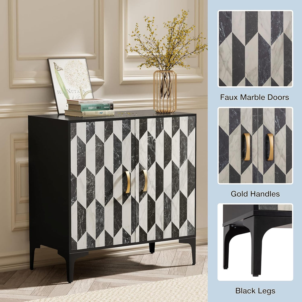 Anbuy Faux Marble Doors Sideboard Buffet Cabinbet with Storage Dining Room Bu...