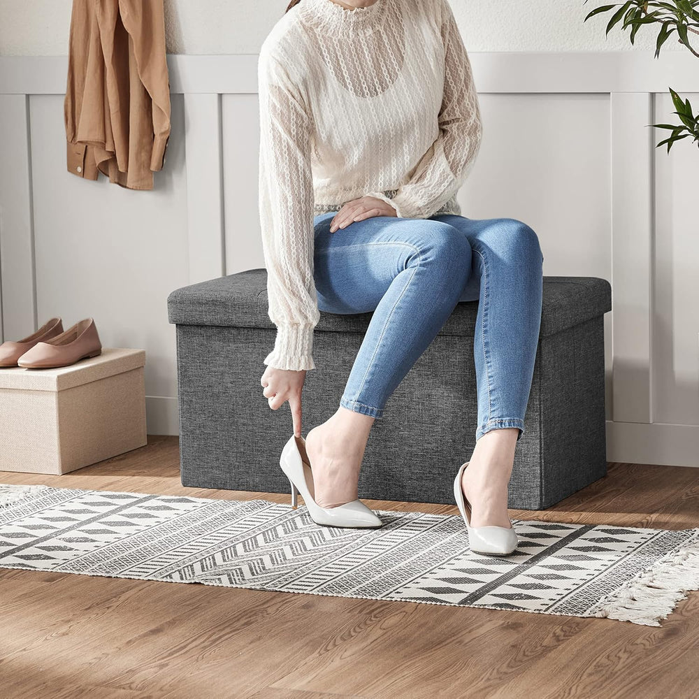 SONGMICS MAZIE Collection - 30 Inches Storage Ottoman, Foldable Storage Bench...