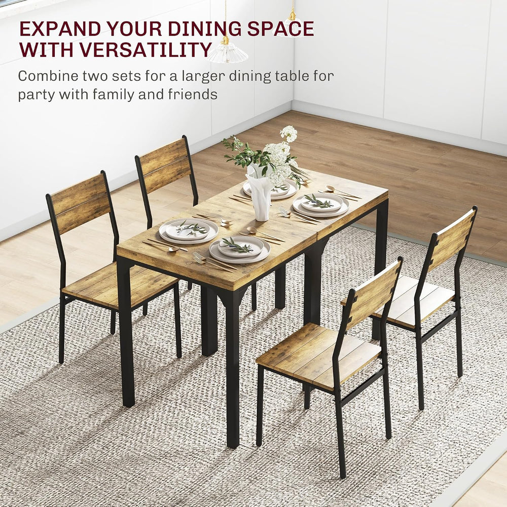 HOMCOM Dining Table Set for 2, Dining Room Set, 3 Piece, Rustic Brown