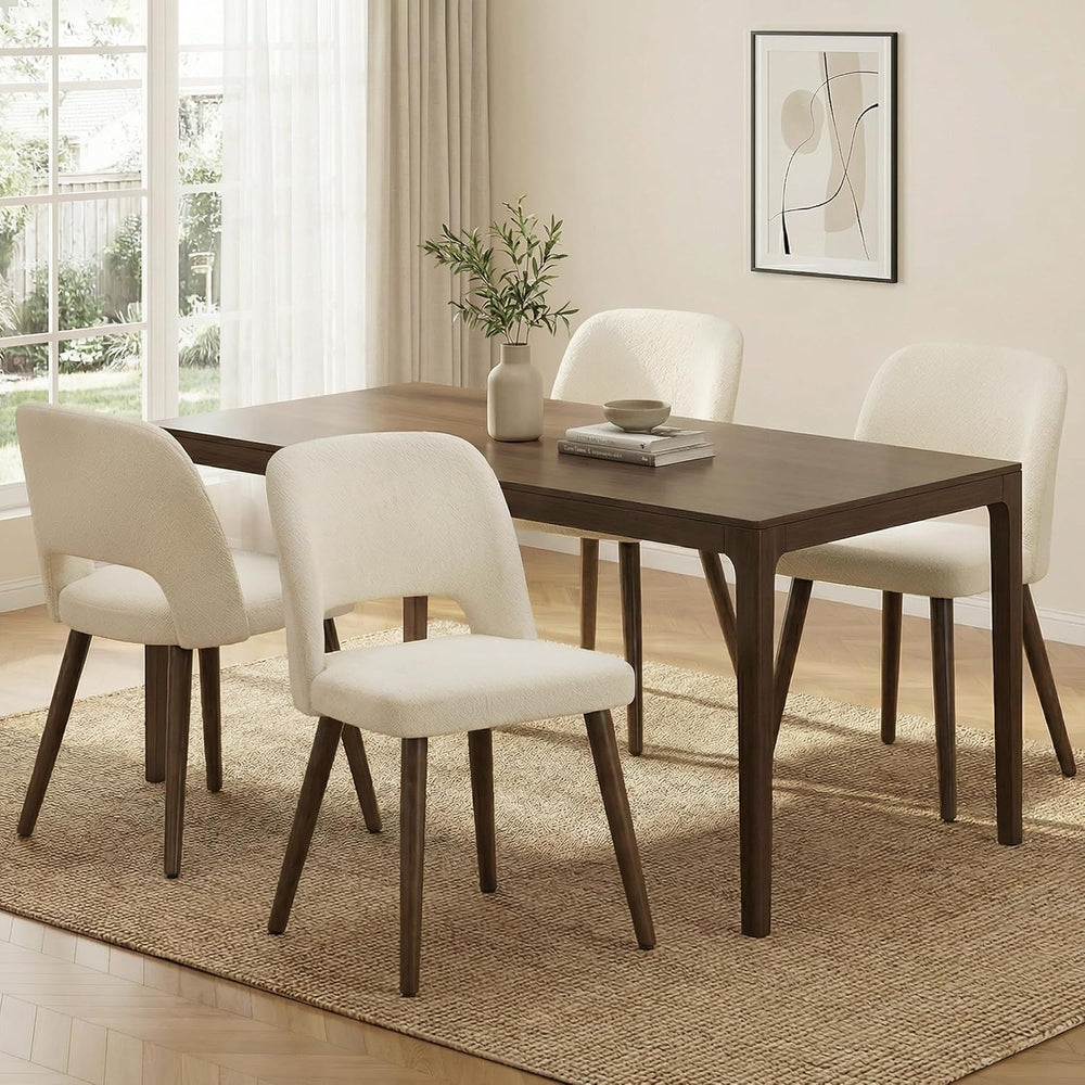 Usaint Wooden Dining Chairs Set of 4, Fabric Dining Room Chairs, Beige