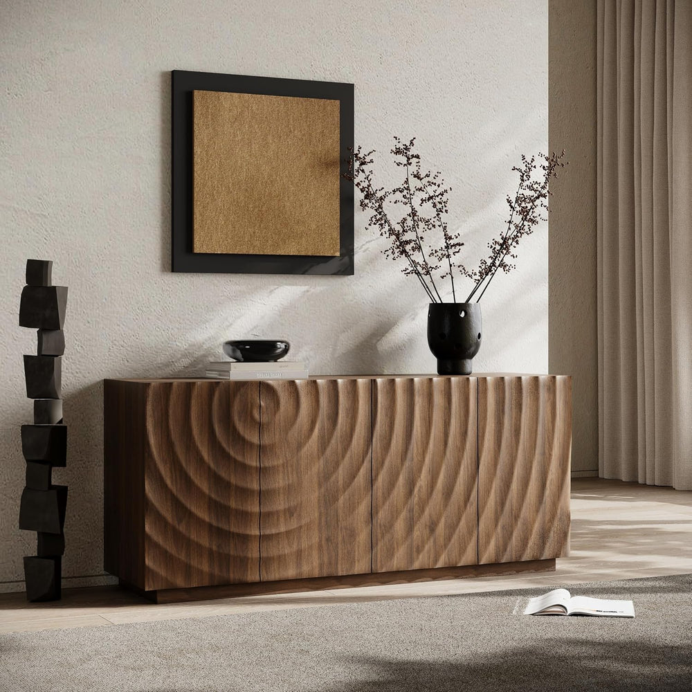 4-Door Sideboard Buffet Cabinet, 59'' Wood Kitchen Storage Cabinet Si...