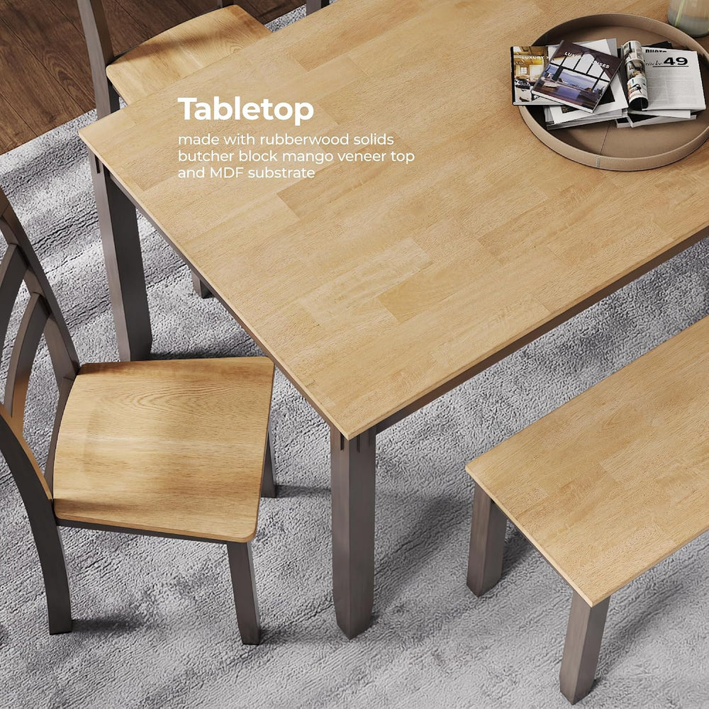 Signature Design by Ashley Gesthaven 6-Piece Dining Table Set with Bench | Tw...