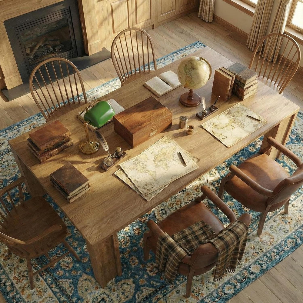 GarveeHome 71" Long Dining Table for 6-8, Farmhouse Rectangular Wood Kit...