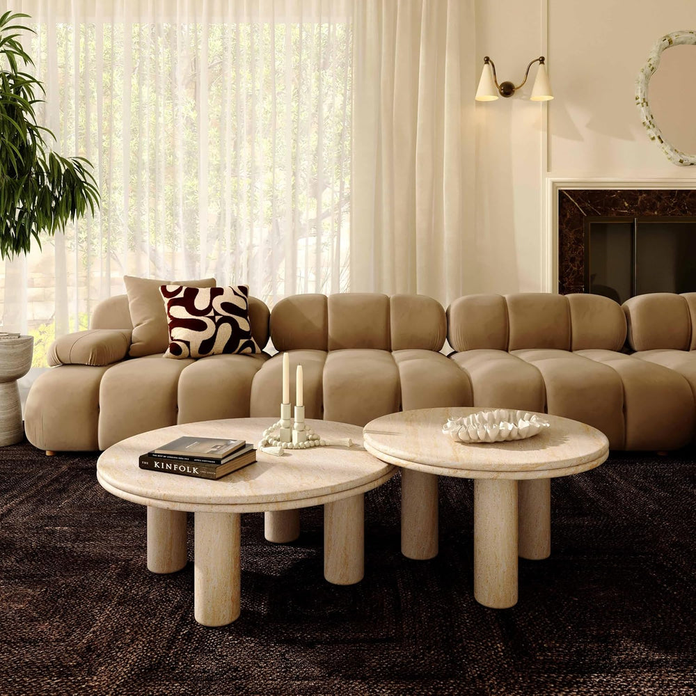 Tov Furniture Amora Faux Travertine Nesting Accent Tables