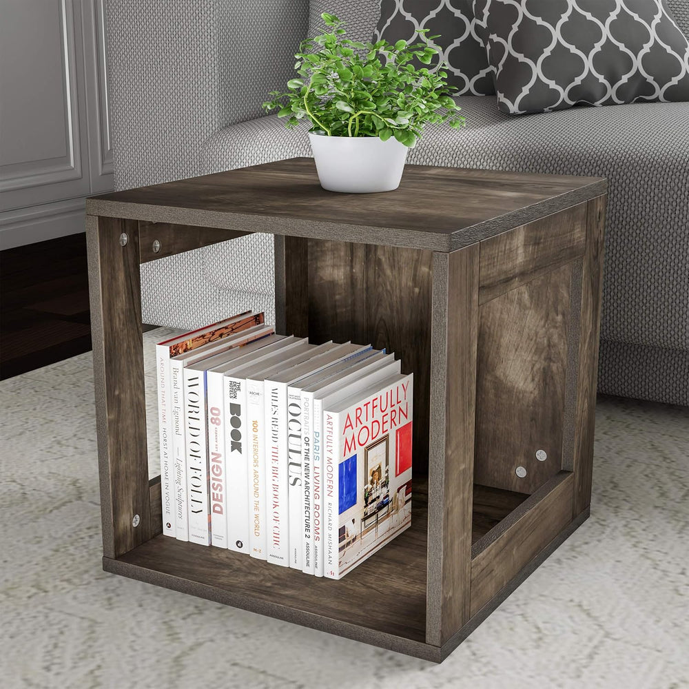 Lavish Home Side Table with Storage - Set of 2 Minimalist Modern Nightstand o...