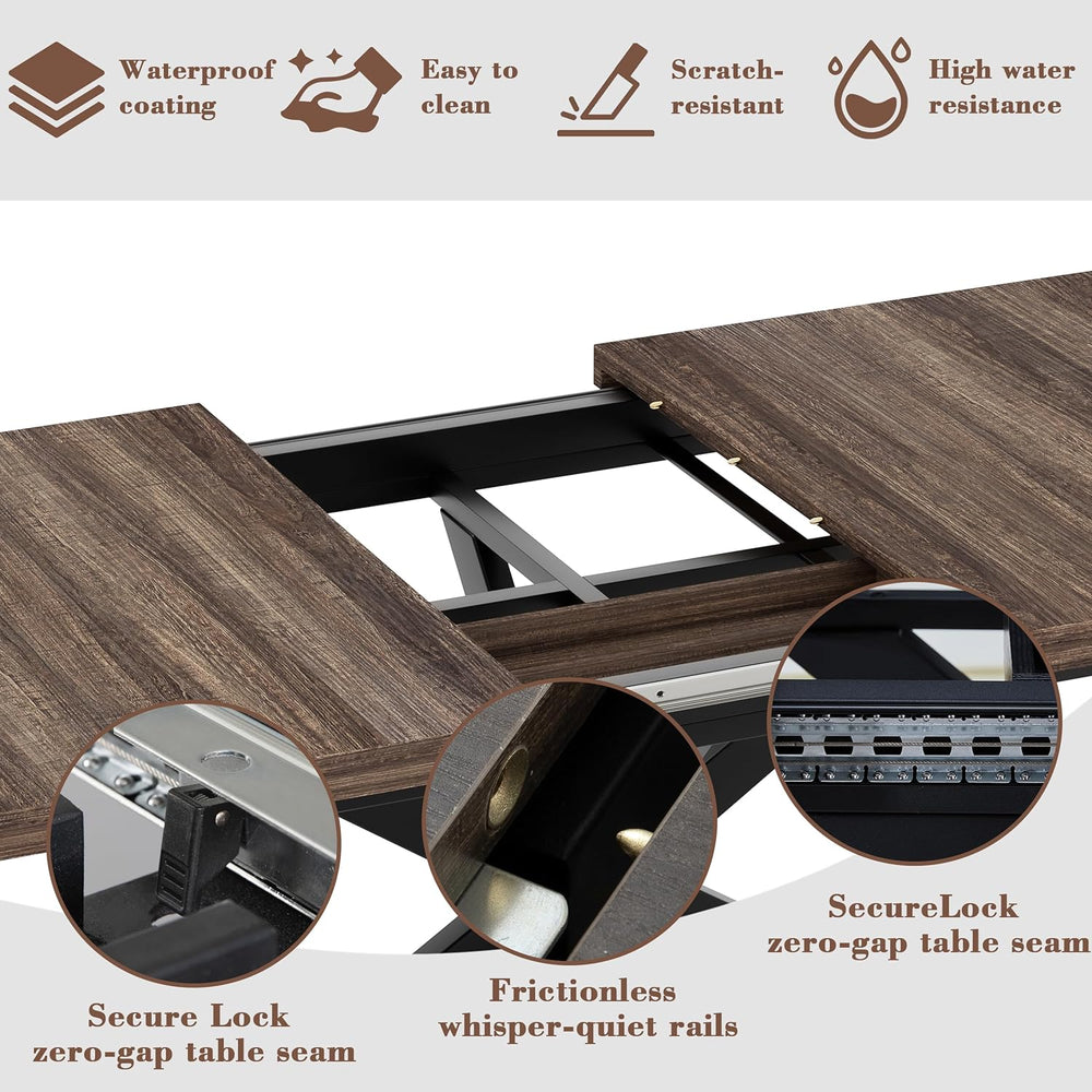 Extendable Dining Room Table for 4 6 8, 55"-70.9" Kitchen Table Rec...