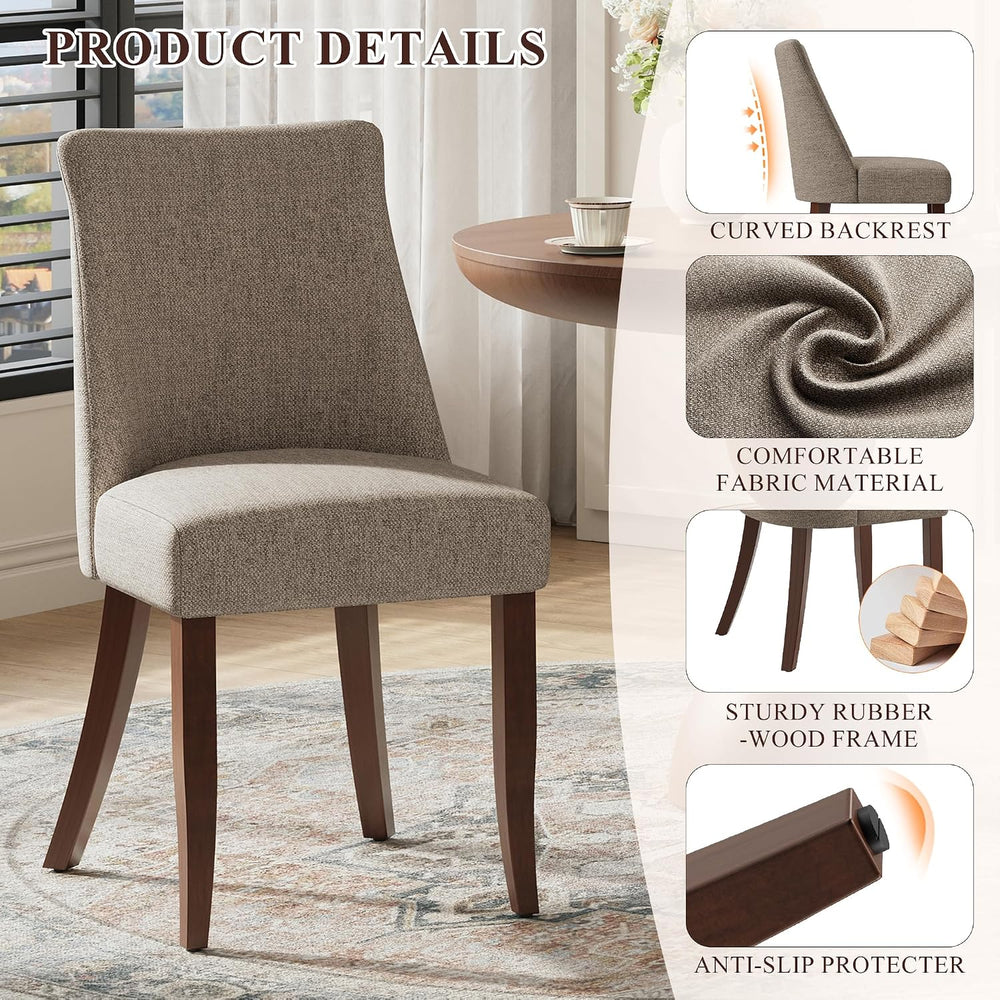COLAMY Upholstered Dining Chairs Set of 6, Mid Century Modern Kitchen Chairs ...