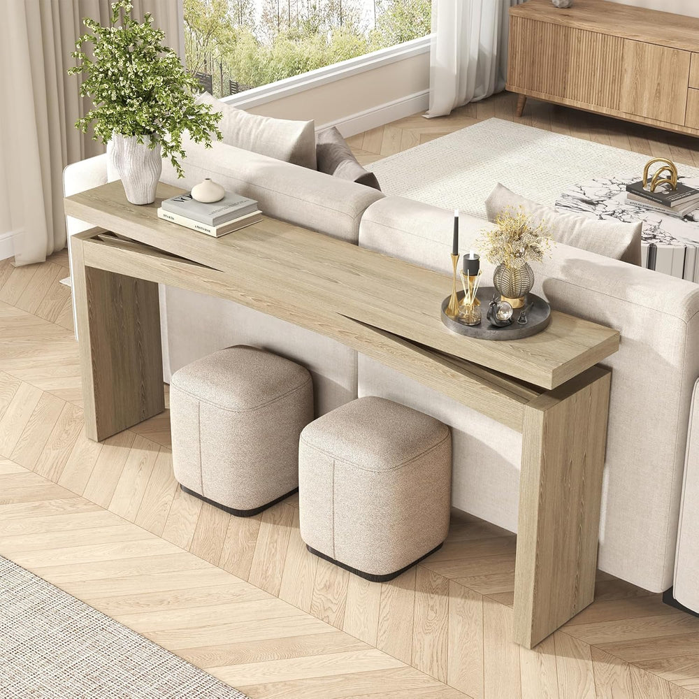 Epecoya 63 Inch Console Table for Entry Way Modern, Light Tan Wood | Farmhous...