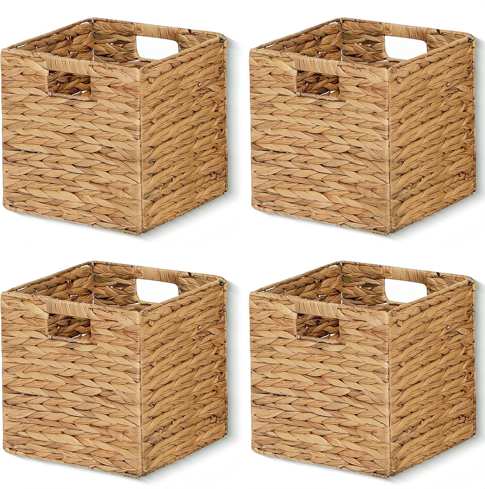 11 x 11 x 11 in Woven Storage Baskets,Set of 4 Wicker Cubes Baskets,Natural |...