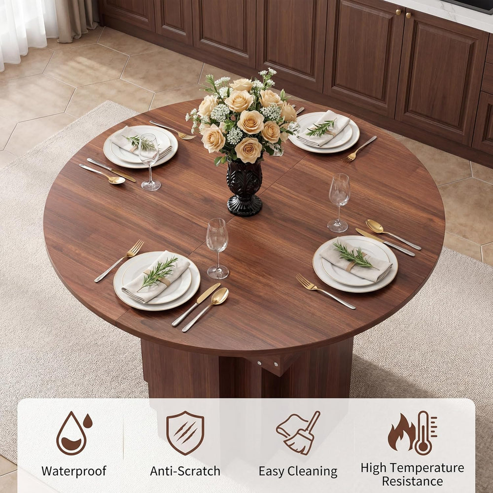 Extendable Round Dining Table, 45.3"-61" Space Saving Oval Kitchen ...