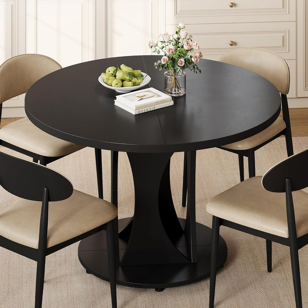 Einhomn 59" Extendable Round Dining Table for 6-8, Kitchen Table with St...
