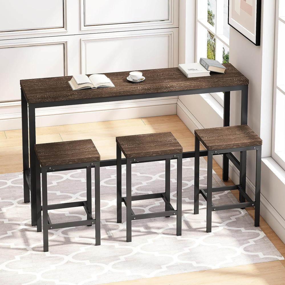 Harper & Bright Designs 4-Piece Dining Set with Long Table & 3 Stools...