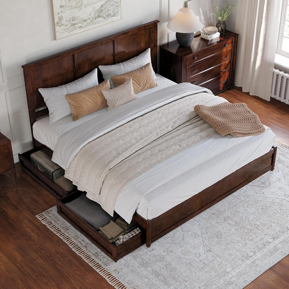 AFI, Felicity King Platform Bed with Panel Footboard & Storage Drawers, W...