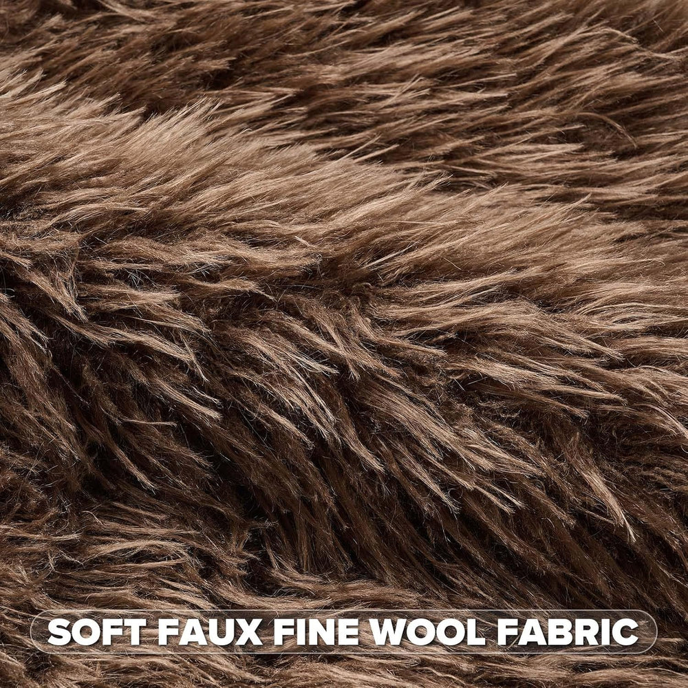 FUTEI Pack of 2 Faux Wool Throw Pillow Covers 18x18 Inch, Dark Brown