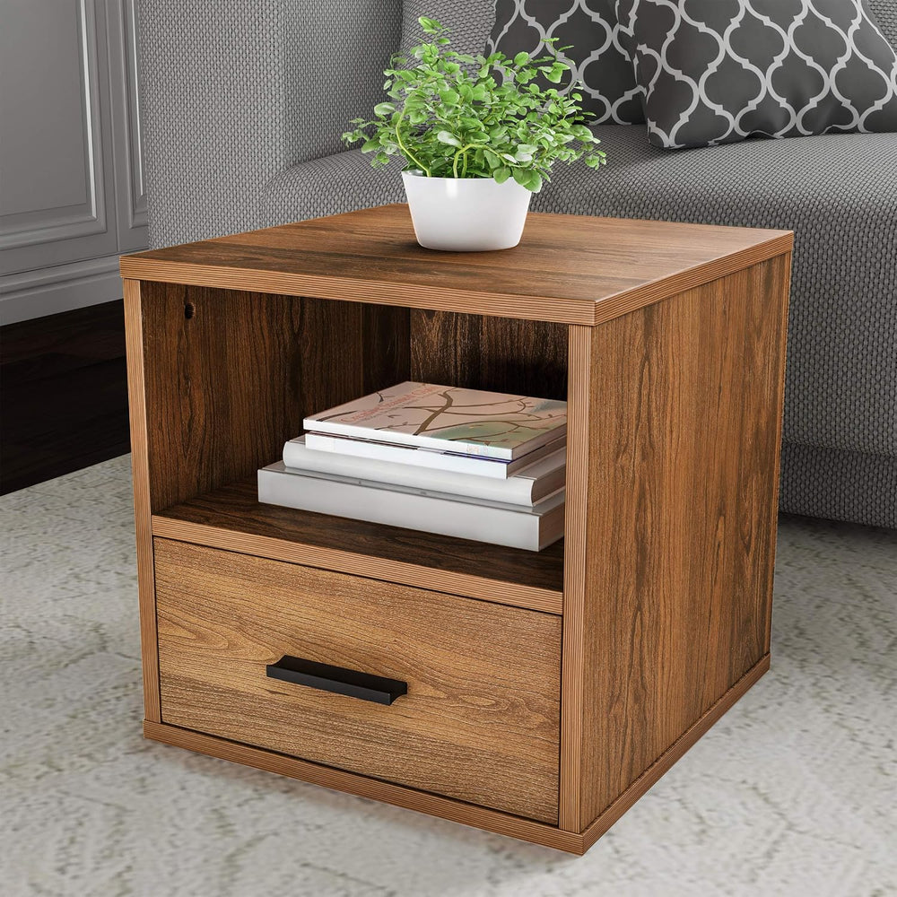 Lavish Home Side Table with Storage - Set of 2 Minimalist Modern Nightstand o...