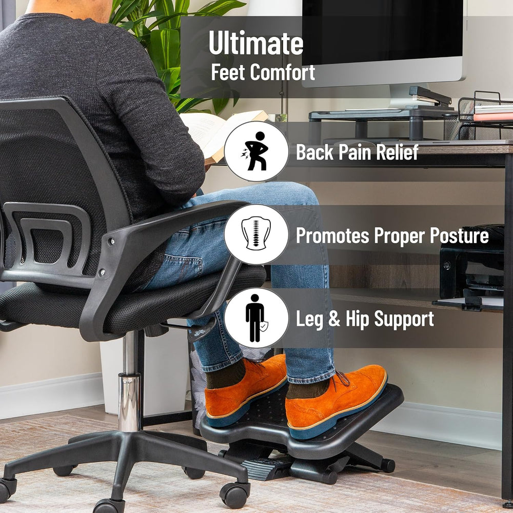 Mind Reader Adjustable Foot Rest with Elastomer Pad for Comfort and Support, ...