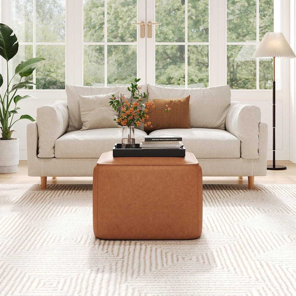 Christopher Knight Home Ellis Faux Leather Pouf Ottoman Foot Rest, Square PU ...