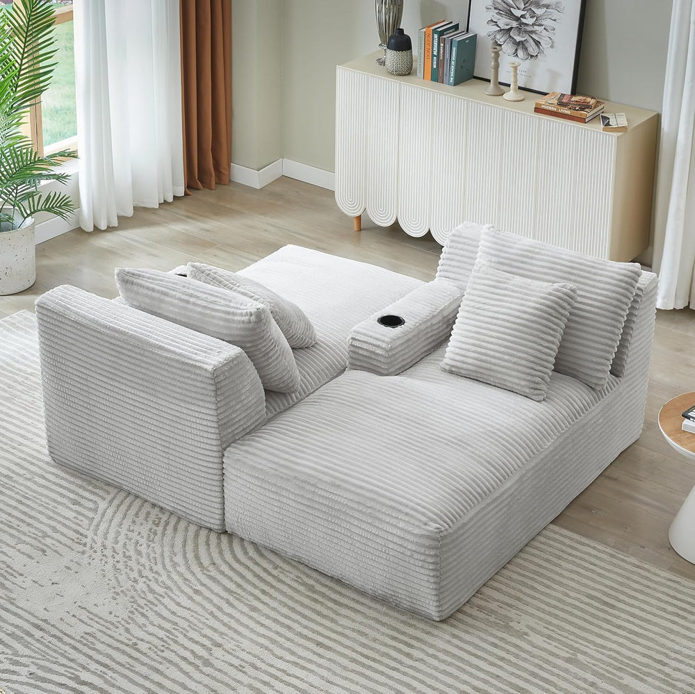 Eafurn Oversized Double Chaise Lounge Indoor with Cup Holders & Side Pock...