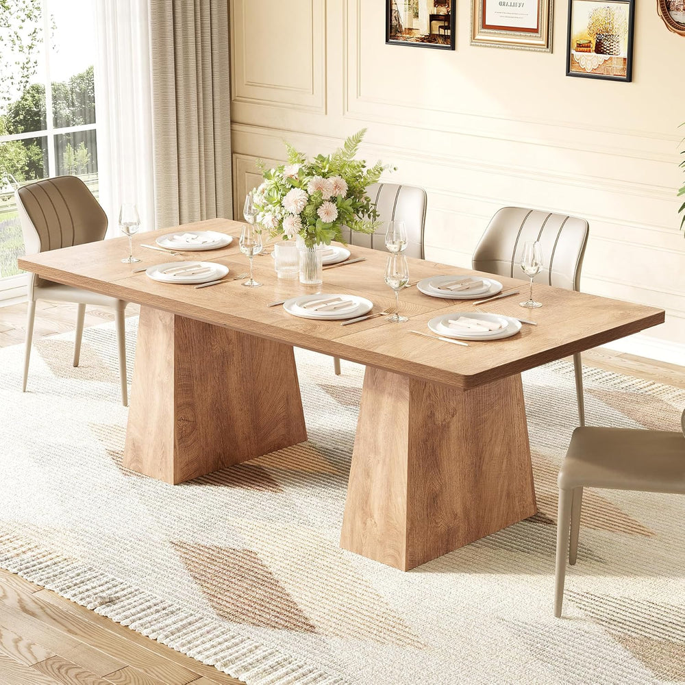 LITTLE TREE Dining Table for 6 People, Wooden Table, Rectangle Furniture with...