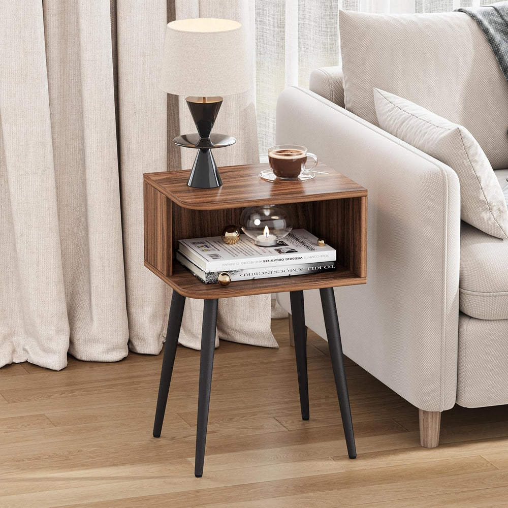 Nightstand Set of 2, Small Bed Side Table for Small Spaces, Mid Century Moder...