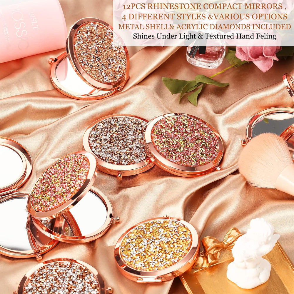Cindeer 12 Pcs Small Compact Mirror Folding Pocket Makeup Round Hand Held Cos...
