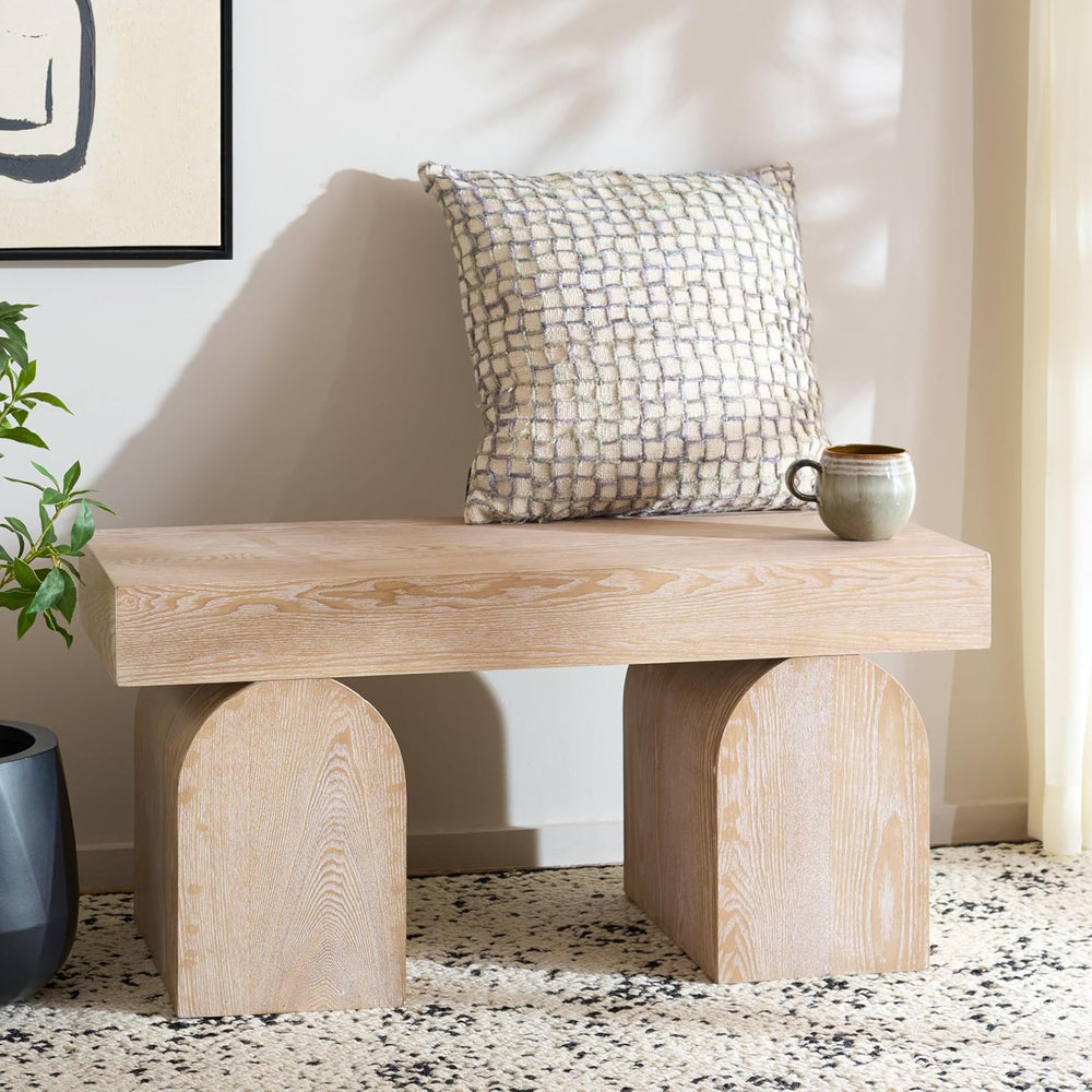 SAFAVIEH Home Collection Hanra Modern Bleached White Bench