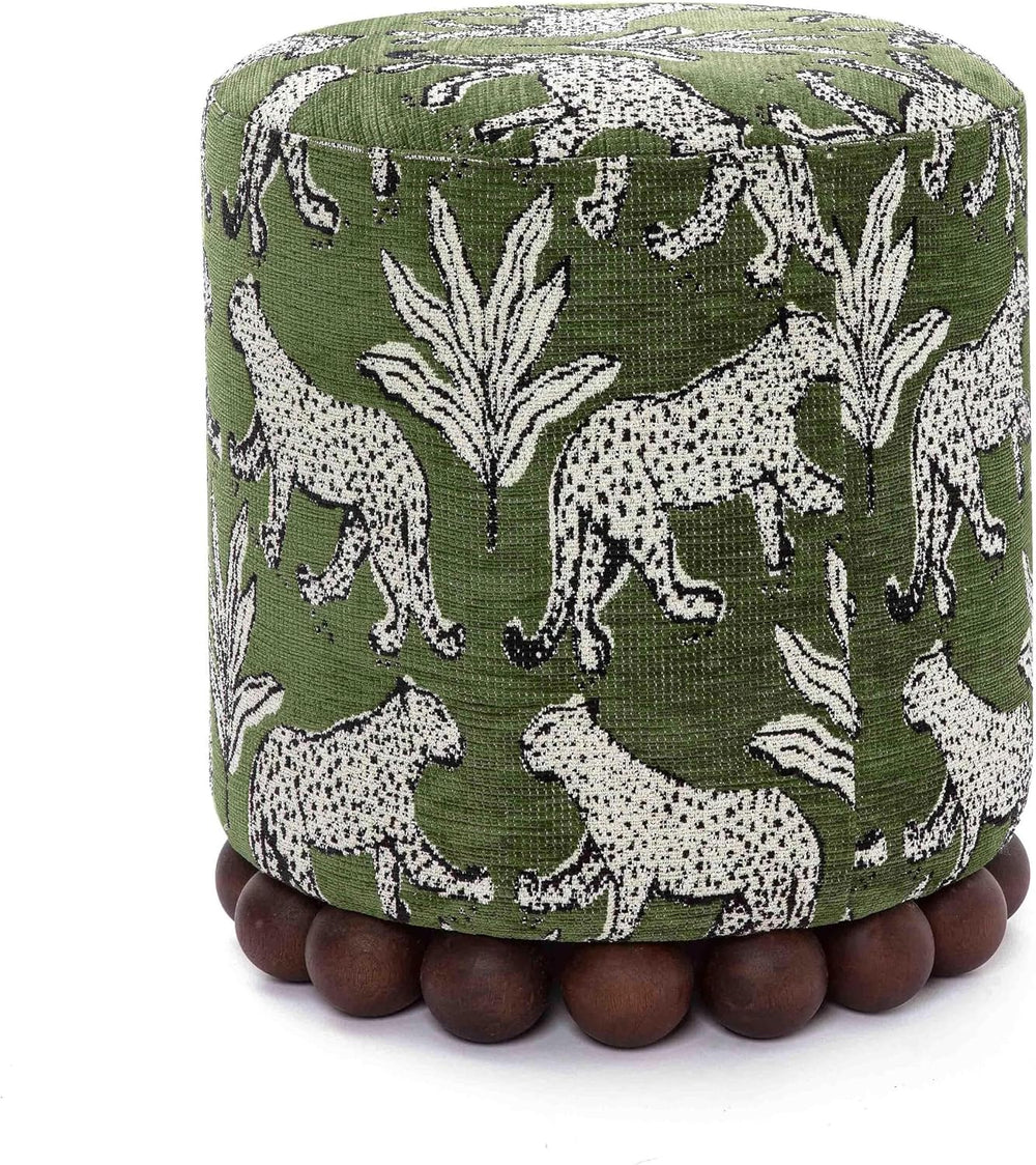 First of a Kind Ottoman Foot Rest - Olive Green Round Ottoman Stool with Soli...