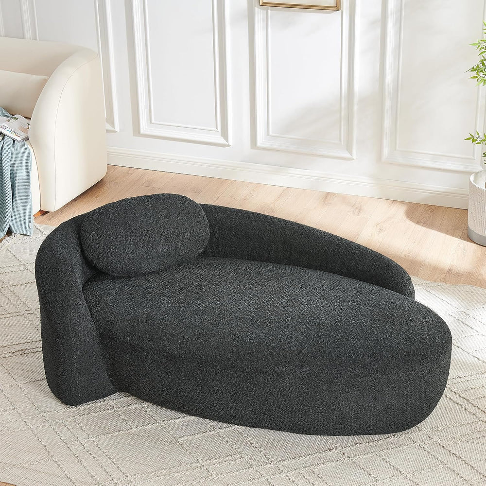 Full Foam Chaise Lounge Chair Indoor, Boucle Upholstered Chaise Lounge Sofa B...