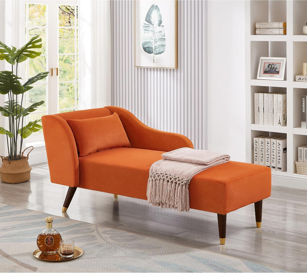 Bellemave Chaise Lounge Indoor, Velvet Upholstered Lounge Chair with Pillow, ...