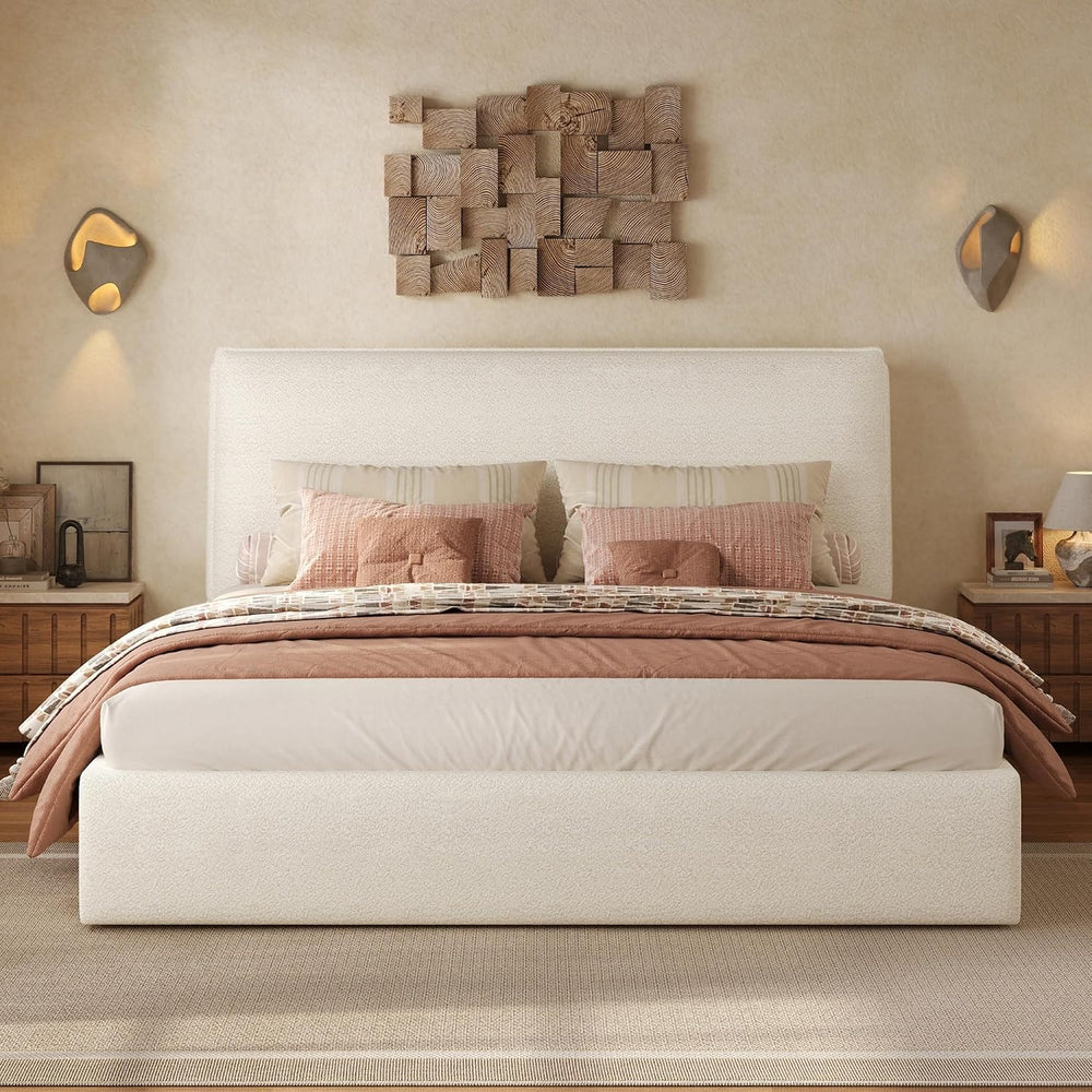 Christopher Knight Home Jamaiya Boucle Upholstered Queen Size Bed Frame with ...