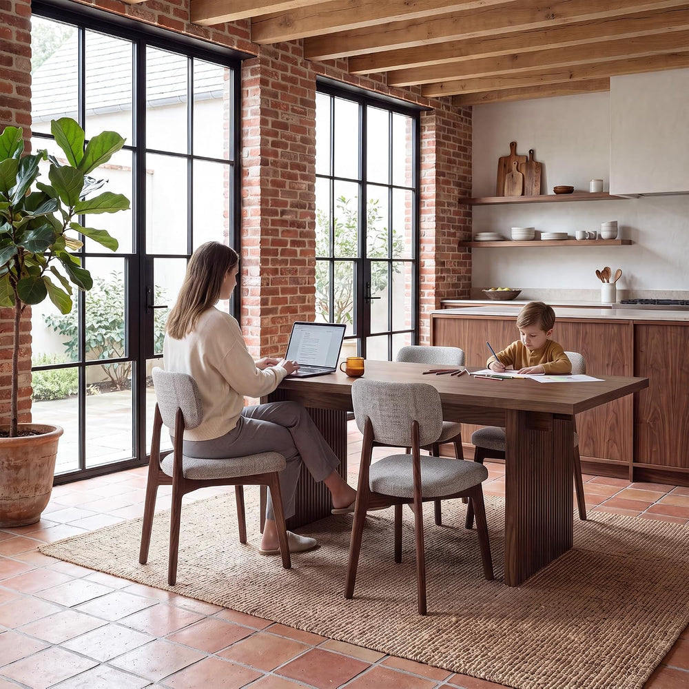 COLAMY 63 Inch Modern Farmhouse Dining Table Set for 6, Wooden Kitchen Table ...