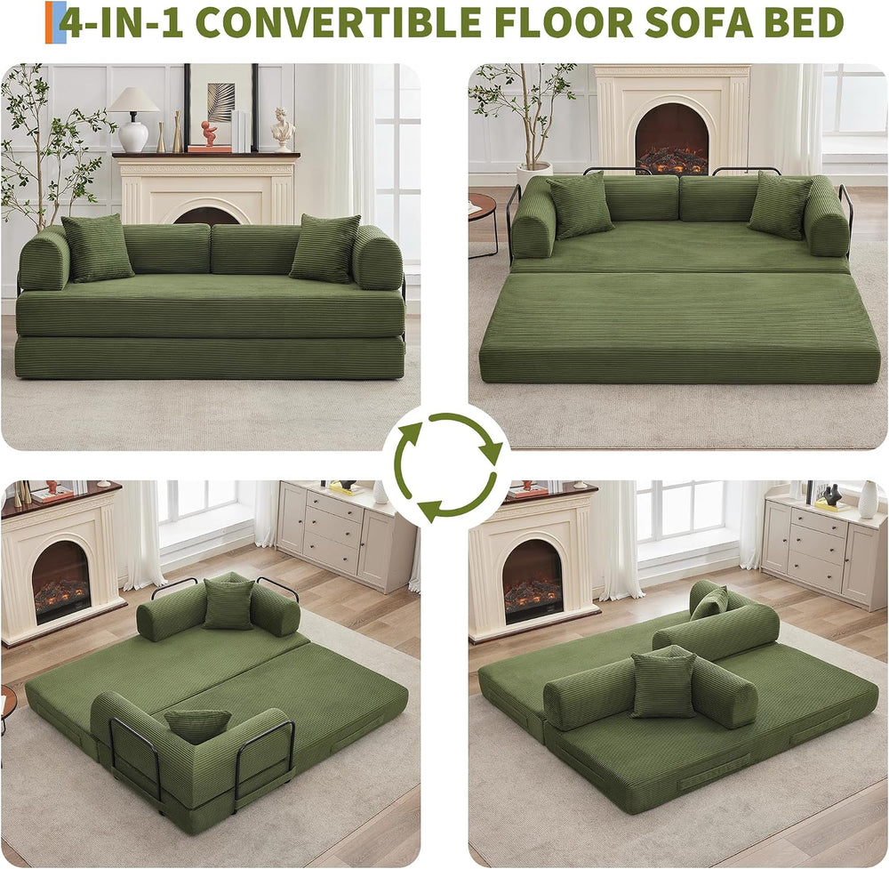 GarveeHome 79" Convertible Sleeper Sofa Bed Couch, 4-in-1 Corduroy Foldi...