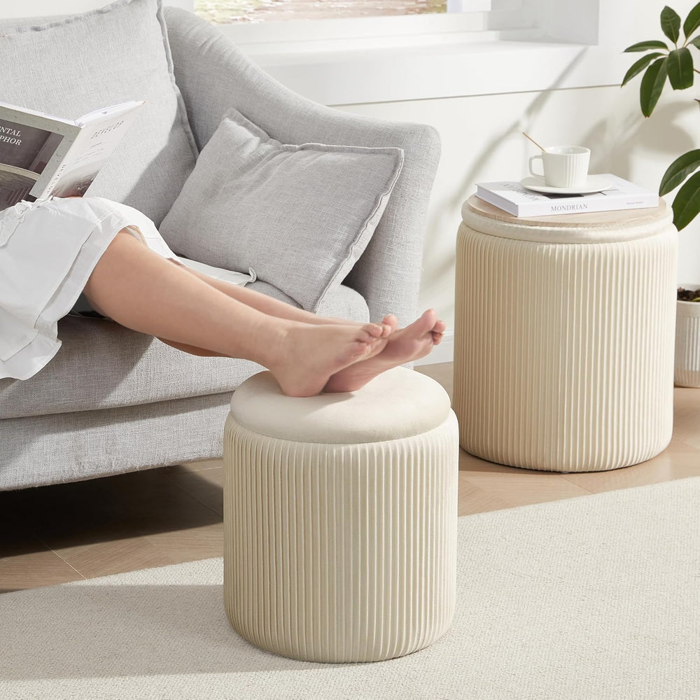 Royal Windsor Round Ottoman with Storage Set of 2,Vanity Stool with Storage f...