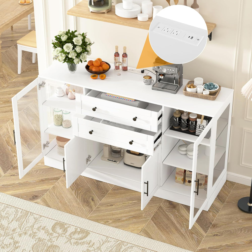 58.3" Modern Buffet Sideboard with 4 Doors & 2 Drawers, Modern Buffe...