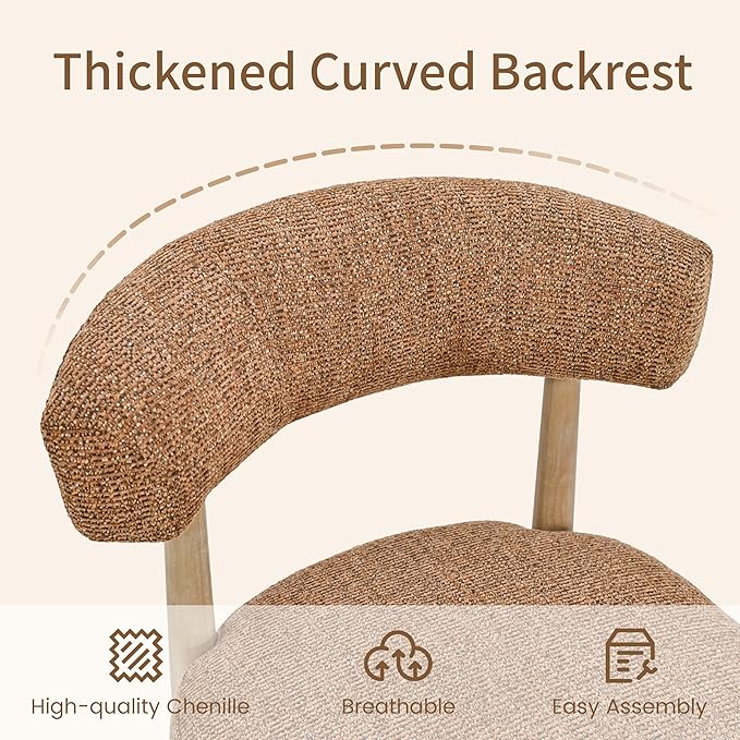 VKNOW Wooden Dining Chairs Set of 6, Modern Upholstered Dining Room Chairs wi...