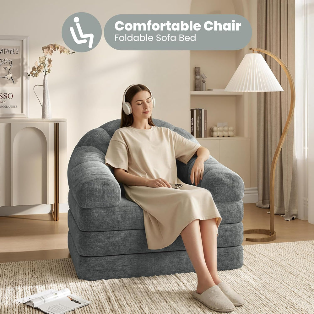Yaheetech 93" Folding Sofa Bed Convertible Sofa Chenille, Gray